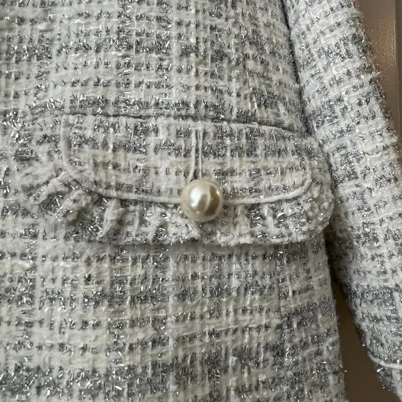 Kate Spade Cream/Ivory/Silver Star Bright Sparkle Tweed Coat Jacket Size 6 NWT - Picture 16 of 16